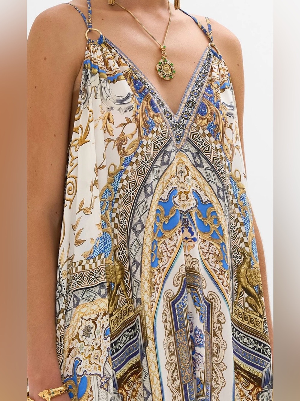Camilla Silk Make Me Your Mosaic Ring Detail Strap Dress One Size Crystals $799 - Picture 3 of 16
